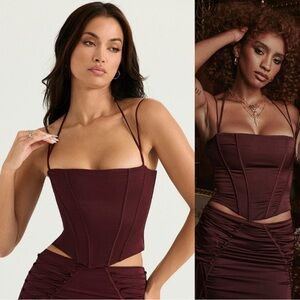 HOUSE OF CB 'Chantelle' Wine Satin Corset